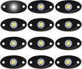 12 Pods LED Rock Lights Neon Underglow Light for Car Truck ATV SUV Under Body Glow Light Trail Fender Lighting (White)