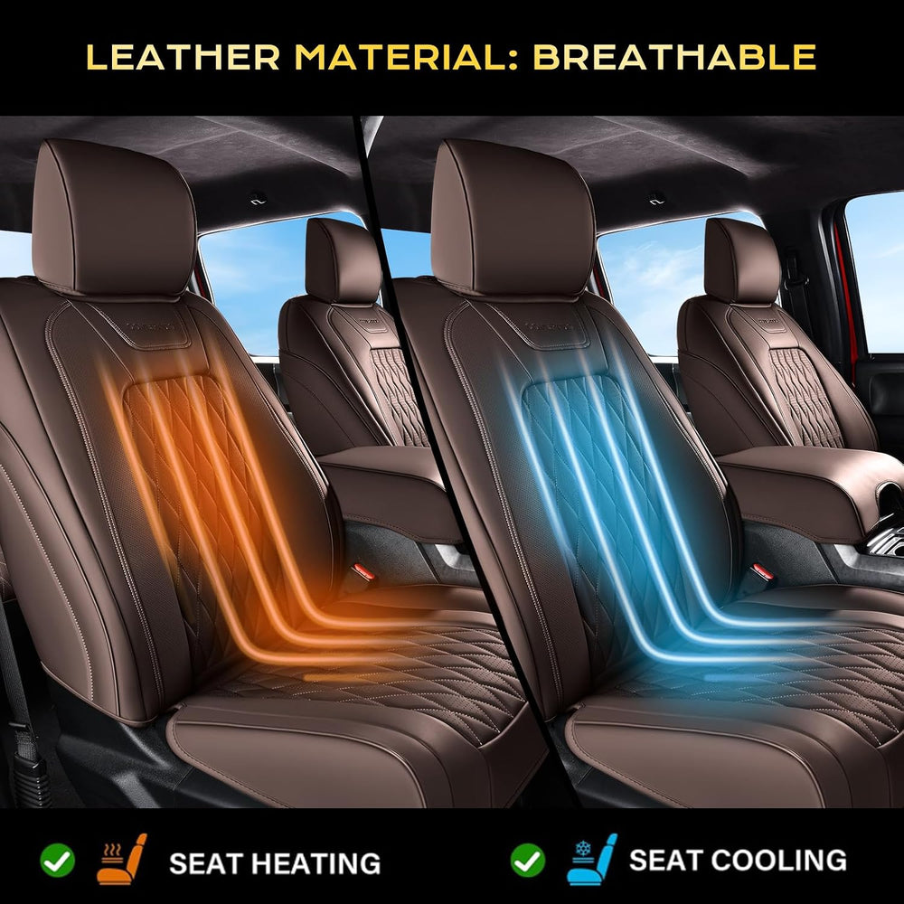 Coverado Premium Leather Full Set Seat Covers Waterproof Heavy-Duty Protector...