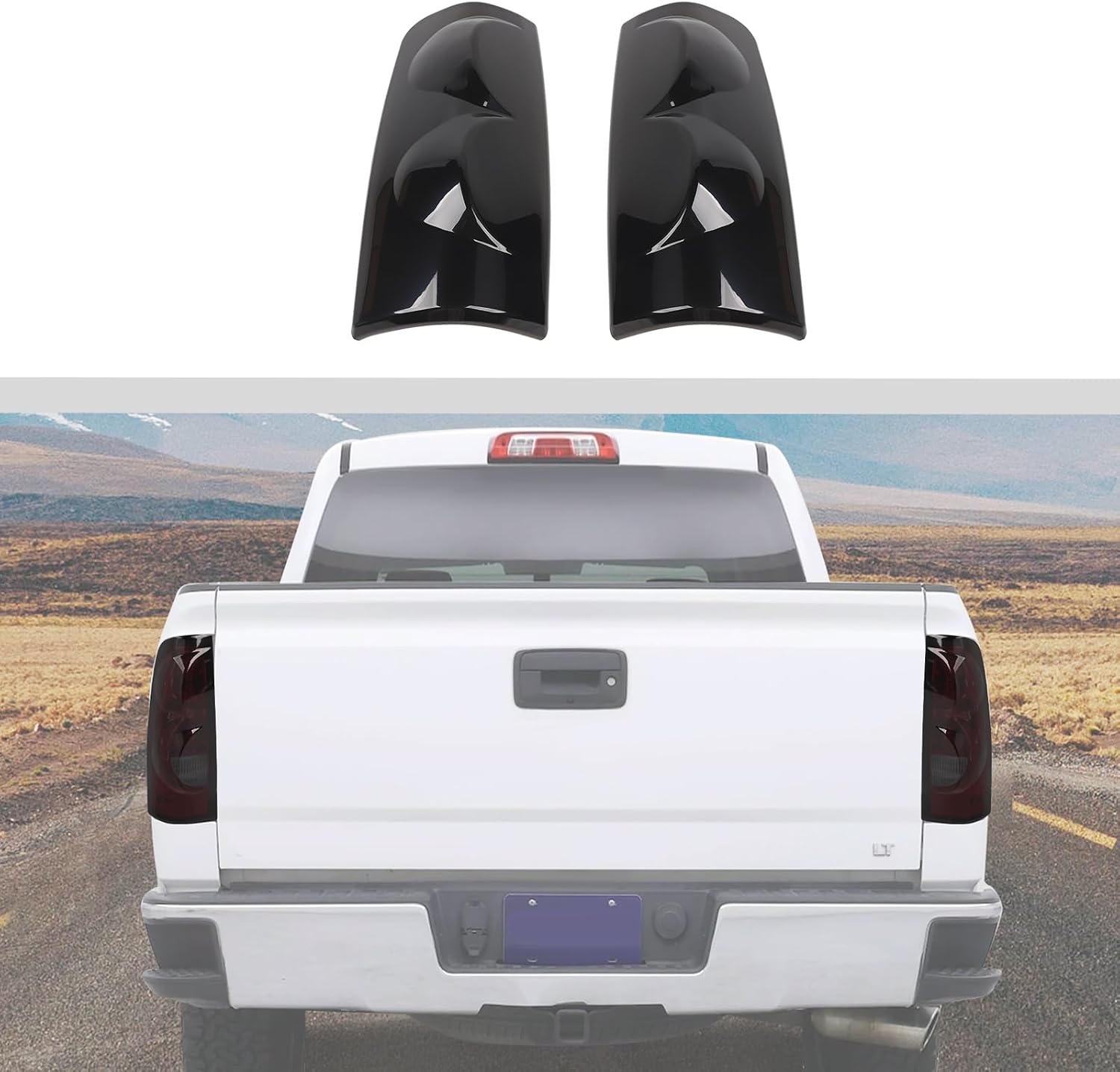 JWWY Tail Light Rear Light Garnish Cover Trim Fit for 2003–2006 Chevrolet Chevy Silverado, Rear Taillight Lens Overlay Exterior Accessories, Smoked Black