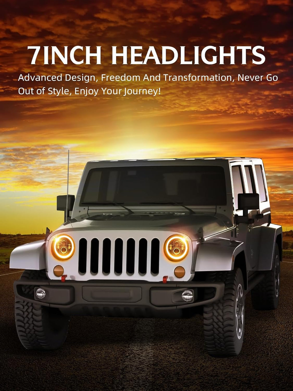 UNI-SHINE Black 2pcs 7 inch Led Headlight Round DOT Approved H6024 Led Headlight DRL Turn Signal Compatible with Jeep Wrangler JK TJ CJ & Miata & Chevy S3 & Hummer H1 H2
