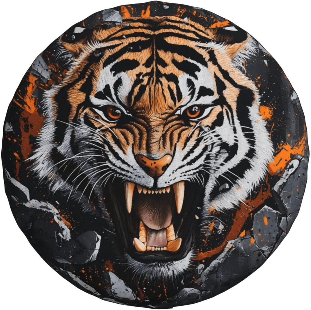 Spare Tire Cover for RV Camper, Tiger Animal Tire Cover Protectors, Weatherproof Universal Wheel Cover for RV Travel Trailer Camper Truck 16in