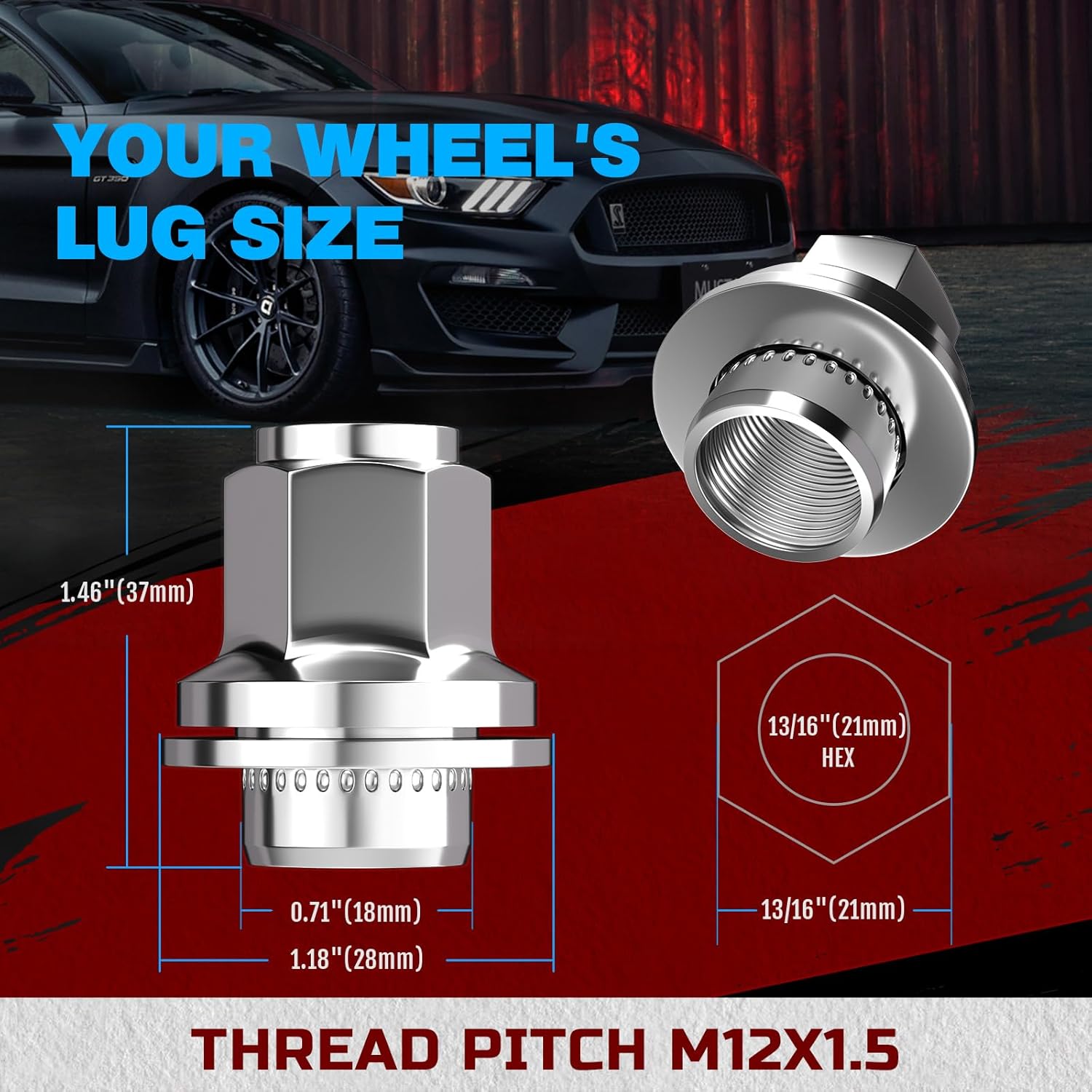 JiiinMiiin M12x1.5 Toyota Lexus Lug Nuts, 13/16" (21mm) Hex OEM Factory Style Chrome Mag Seat Wheel Nuts with Washer for 4Runner Camry Highlander Prius Sienna Lexus CT200h HS250h GS450h Set of 20PCS