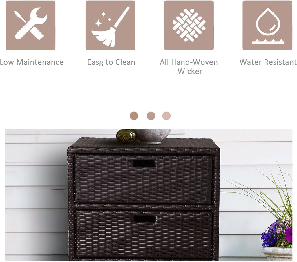 outsunny pool towel rack, pe rattan outdoor towel showing dimensions