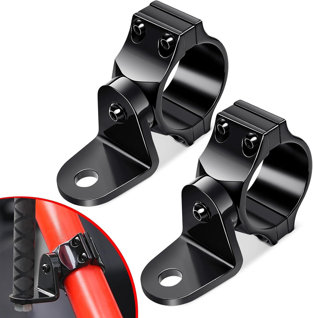 Benlari UTV Light Bar Bracket Flag Whip Light Mount, 360° Light Bar Bracket for 1.75"- 2" Roll Cage Fit for RZR 900 1000 XP Pro Turbo Maverick Commander, X3, Jeep (Stainless Steel Glossy Black-2PCS)