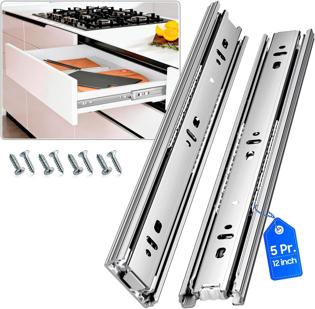 drawer slides ball bearing 3 folds full extension, main product view