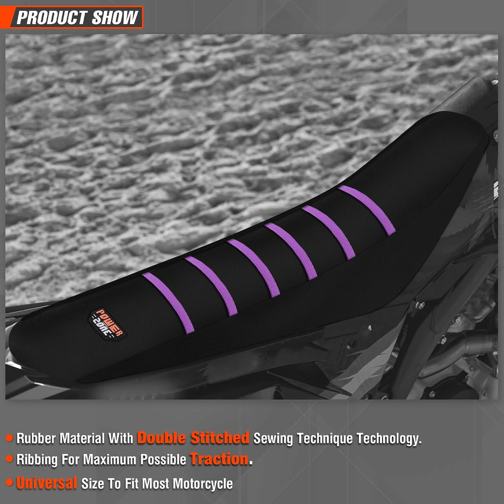 Universial Dirt Bike Seat Cover - Soft Ribbed Rubber Seat Covers for Motorcross Enduro (Purple)