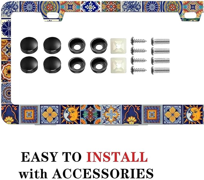 2Pack Mexican Tiles License Plate Frames Mandala Boho License Plate Frame Car - Image 6