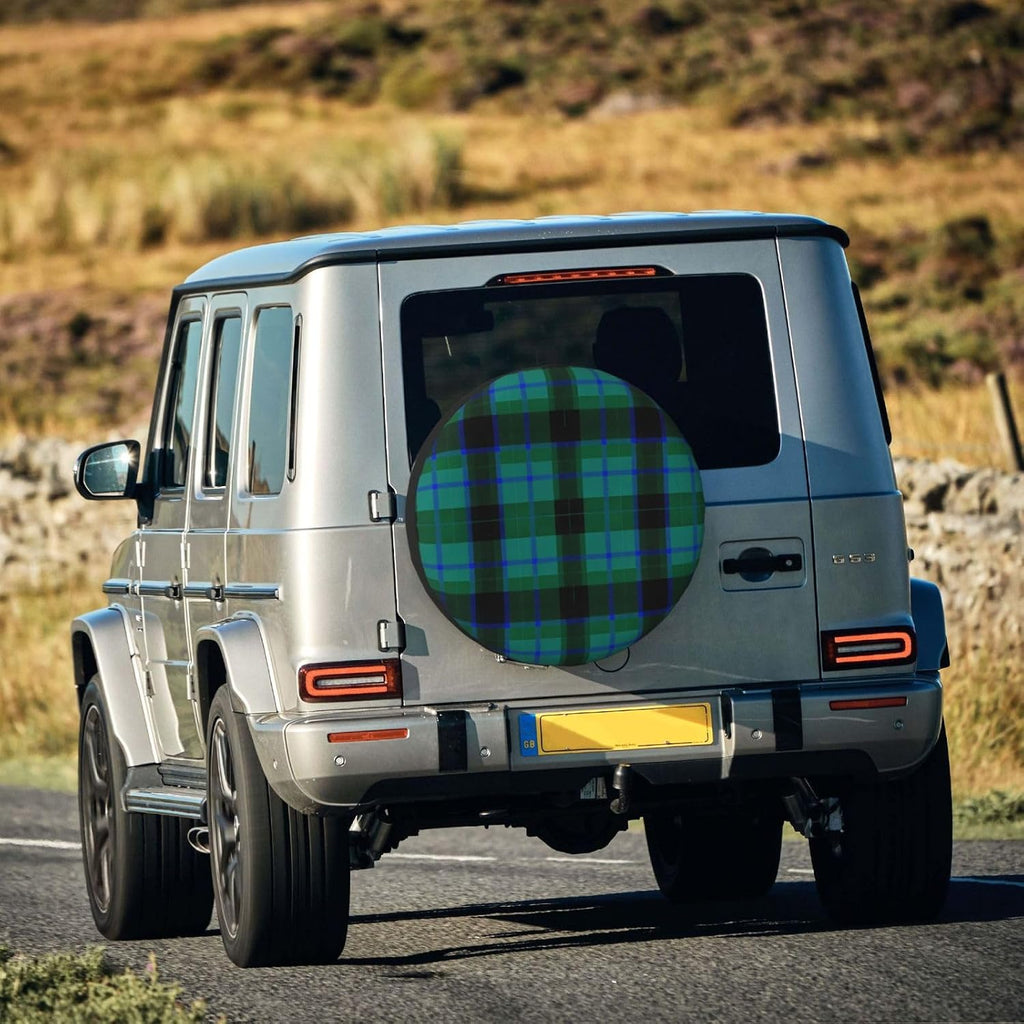 Universal Fit Spare Tire Wheel Cover Scottish Tartan Plaid, Weatherproof Tire Protector for Truck SUV RV and Travel Trailer, 15 inch