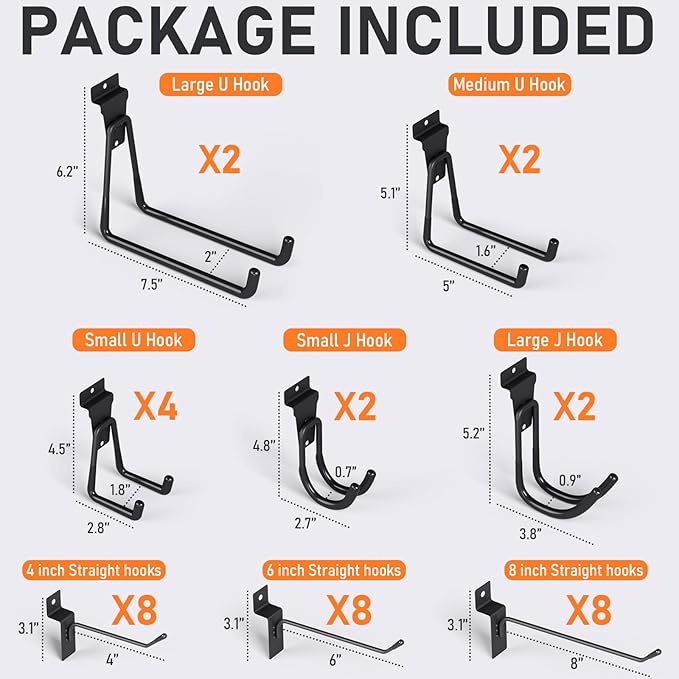 INCLY 36 Pack Heavy Duty Slatwall Hooks, Slat Wall Hanging Hooks and Hangers - Image 2