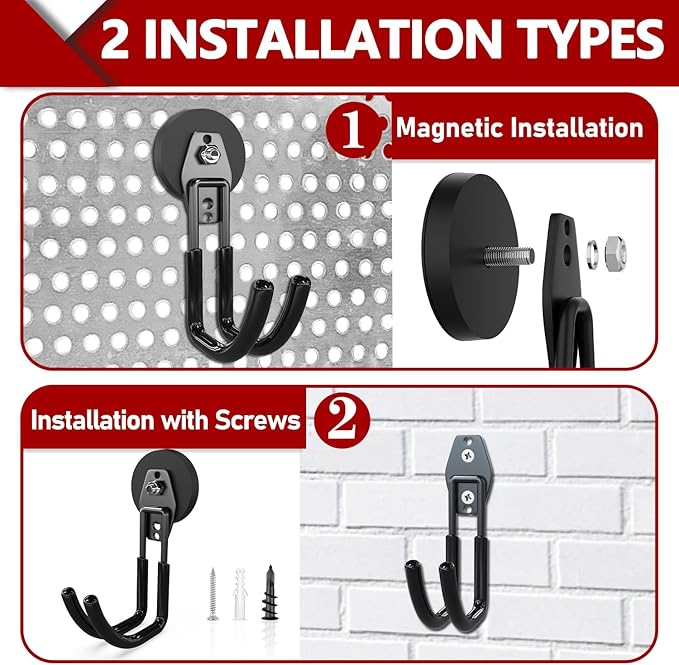3-H Heavy Duty Magnet Garage Hooks 4 Pack, J Shape Strong Magnetic Hooks - Image 2