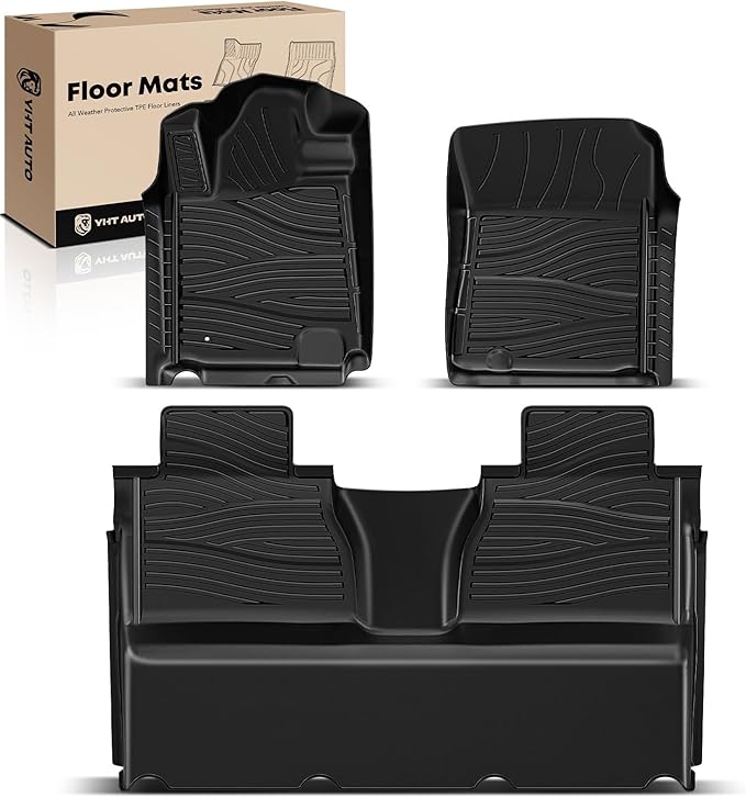 YHTAUTO Floor Mats Fit 2012-2013 Toyota Tundra CrewMax Cab, TPE All Weather Car by YHTAUTO