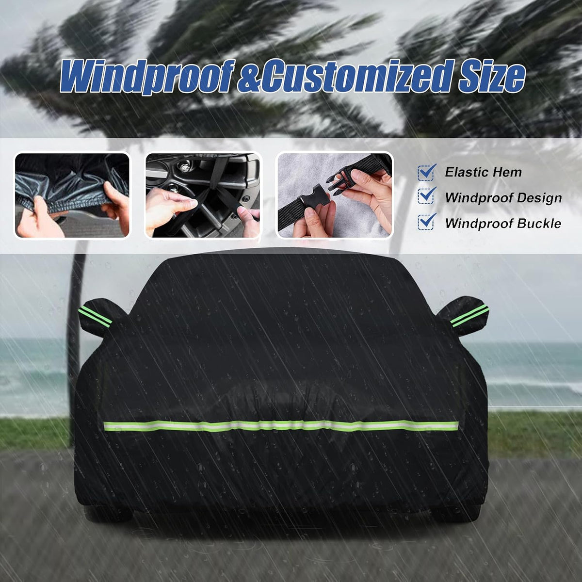 waterproof car covers fit for 2010-2023 chevy camaro(black), side view