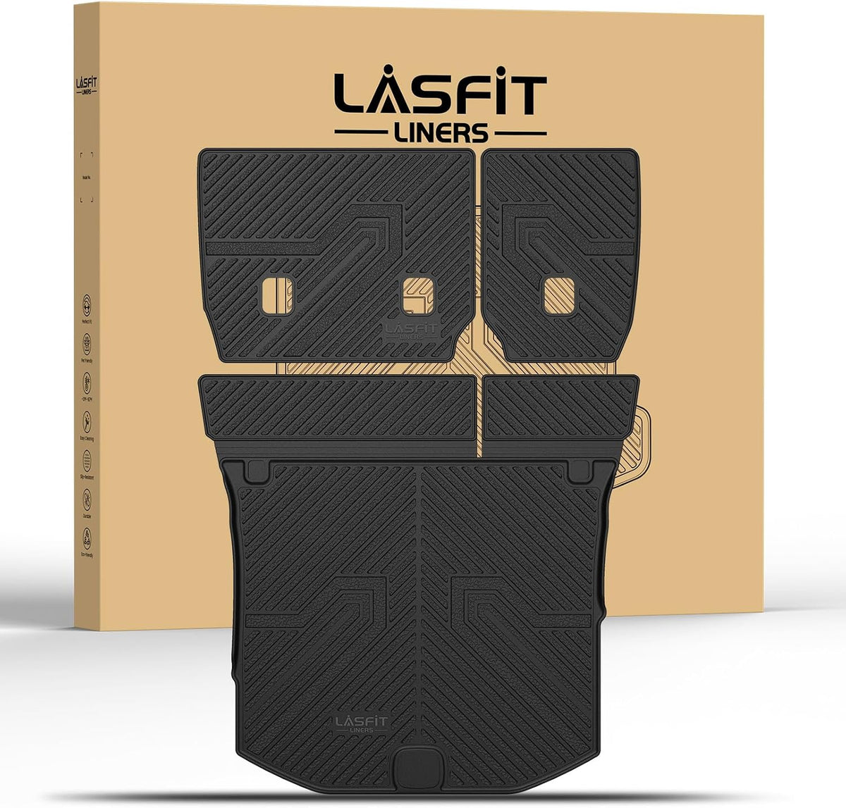 LASFIT Cargo Mat for Jeep Grand Cherokee 2011-2021 All Weather TPE Custom Fit