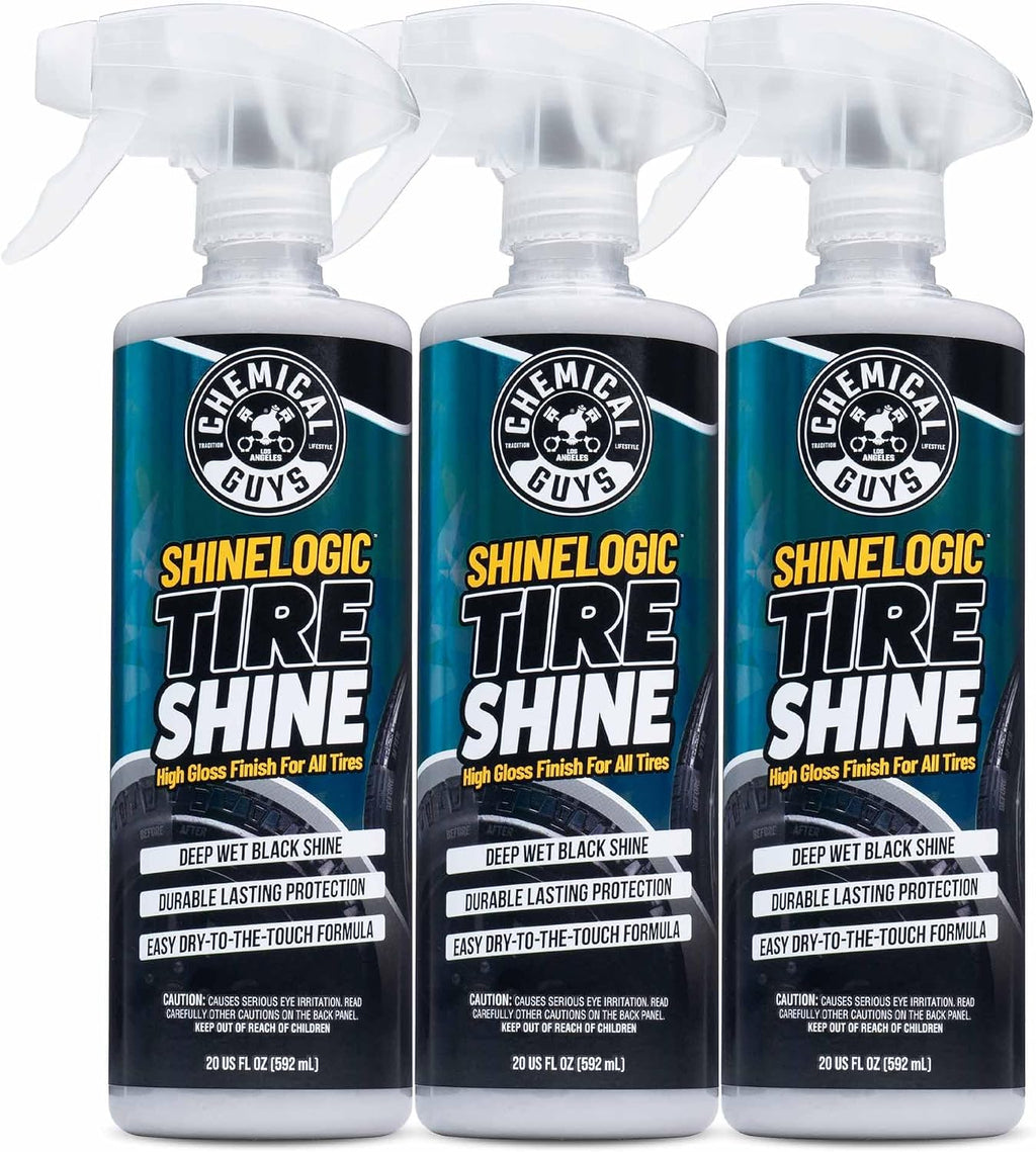 Chemical Guys ShineLogic Tire Shine 3-Pack, Deep Wet Black Shine, Safe for Cars, Trucks, Motorcycles, RVs & More, (3-20 fl oz) - TVD1202003