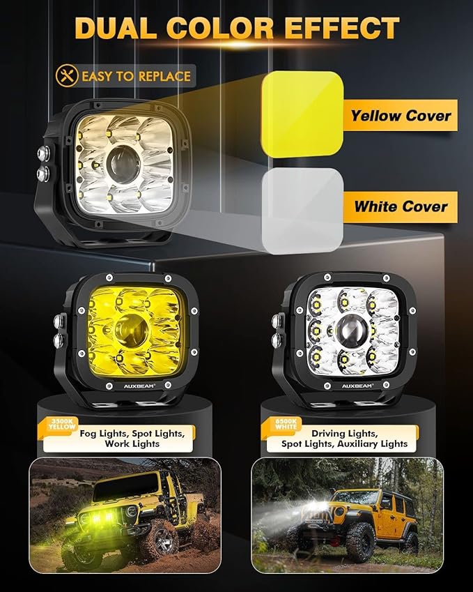 Auxbeam XP-Ultra Series 5 Inch LED Pod Lights 110W Hyper Spot Beam Cube Offroad - Image 2