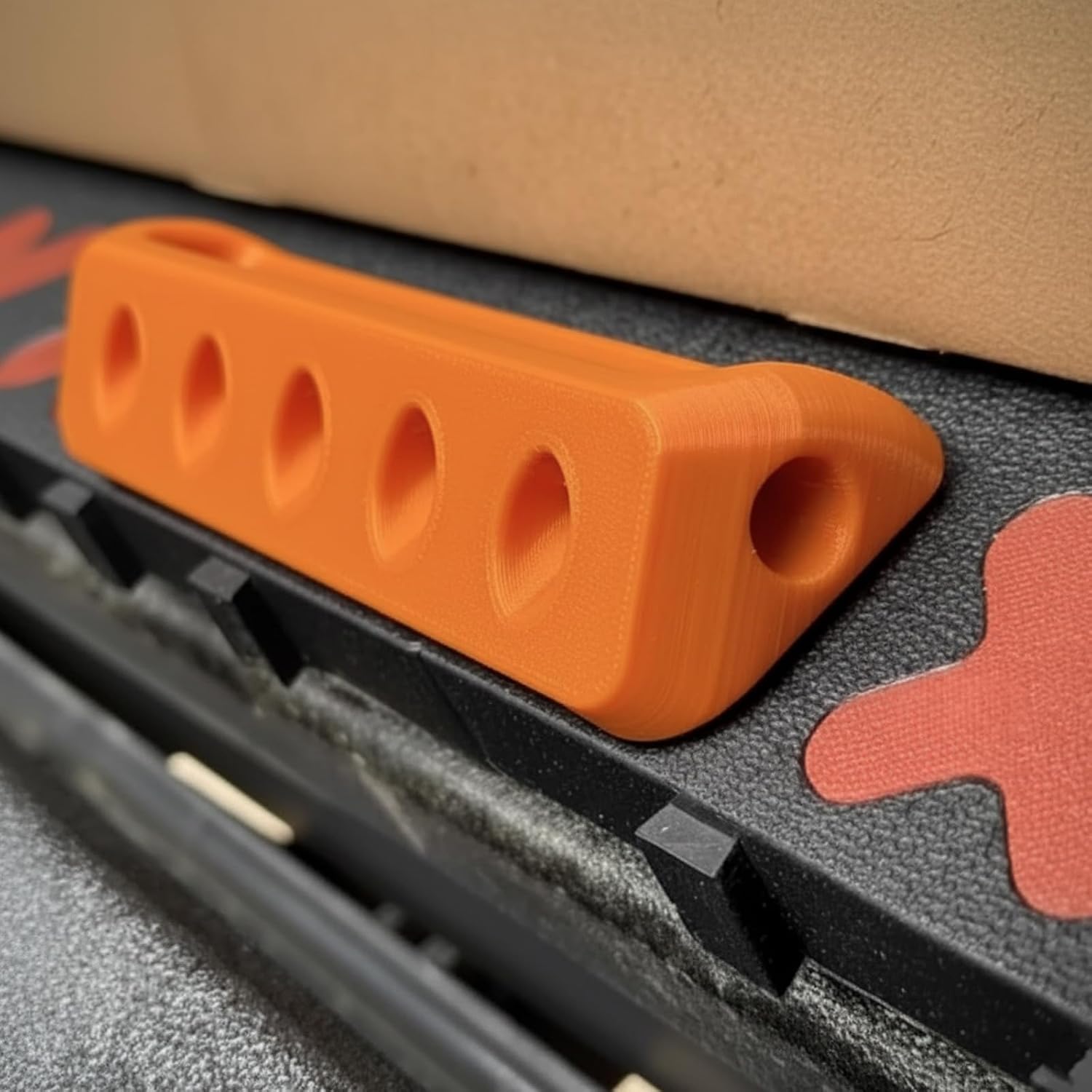 2Pcs Pull Handle Compatible with Tmat Truck Bed Cargo System, Low Profile Cargo System Grip Handle with Bungee Holes, Secure Angled Design for Truck Bed Organization (Red)