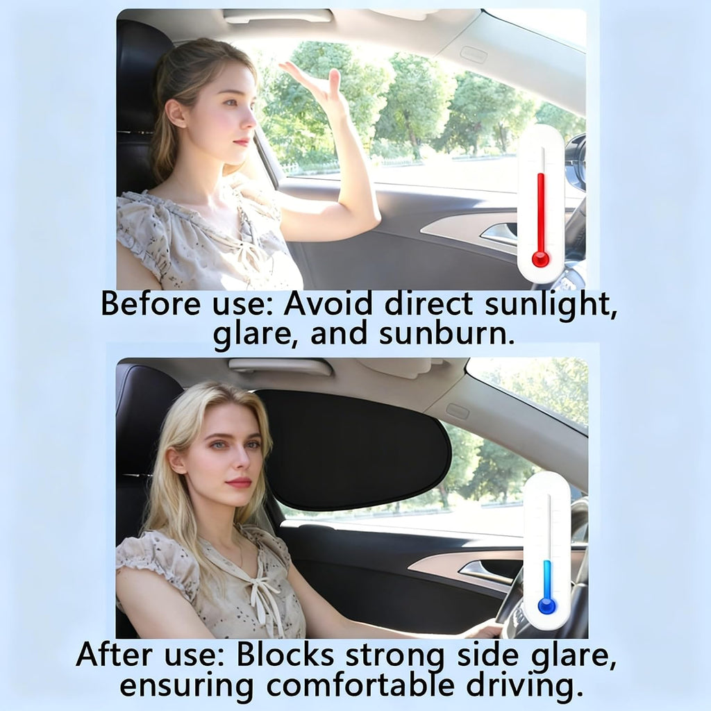 2 Pack Car Window Shades Side Window Sunshade Electrostatic Film Sun Shade for Driver Passenger UV Protection Heat Insulation Privacy Non Marking Easy Install Summer Auto Accessory
