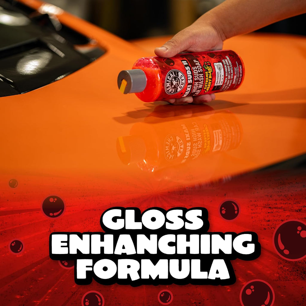 Chemical Guys CWS_101 Maxi-Suds II Foaming Car Wash Soap (Works with Foam Cannons/Guns or Bucket Washes) Safe for Cars, Trucks, Motorcycles, RVs & More, 128 fl oz (1 Gallon), Cherry Scent
