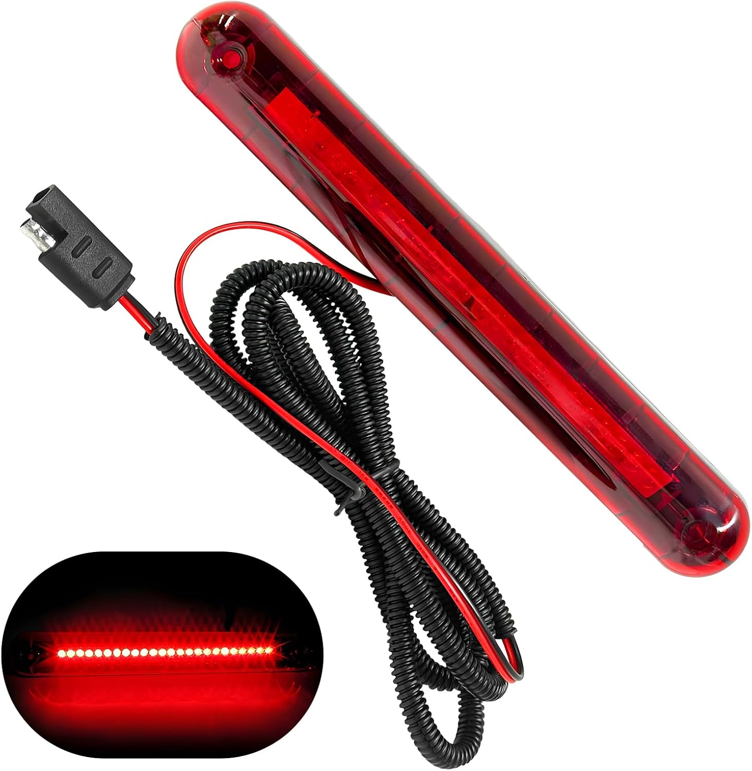 Third Brake Light, 12V Waterproof High Mount Vehicle Stop Lights Assembly with 24 LEDs, Heavy Duty 3rd Rear Braking Lamp Stop Tail Light for Most Cars Trucks SUVs
