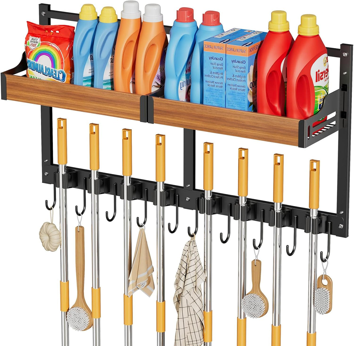 broom holder wall mount, broom and mop organizer, main product view