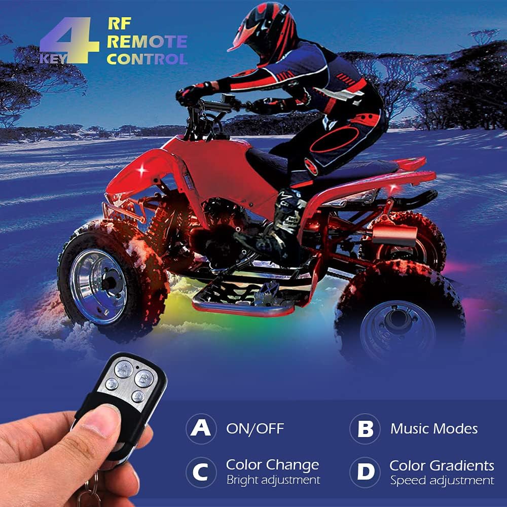 SHINIGHT 10 Pcs Motorcycle LED Light Kits, App Control Multicolor Waterproof Strip Lights with RF Remote, Music Sync & Multiple Scene Modes RGB for Motorcycles