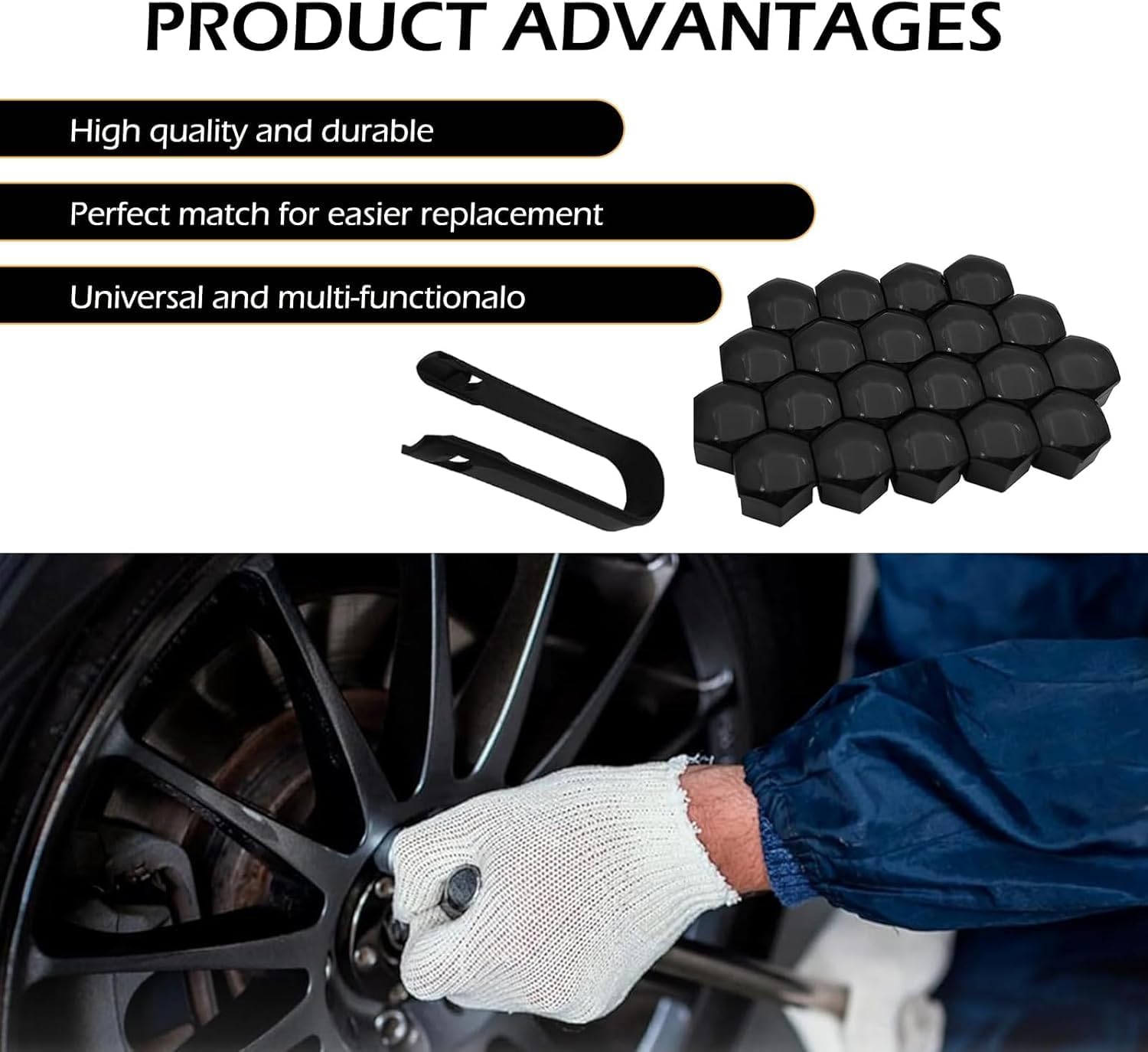 20PCS Car Wheel Lug Nut Covers Auto Tire Bolt Caps for 2018-2025 Jeep Wrangler JLU JL 4XE Unlimited & Gladiator JT, Plastic Wheel Lug Nut Covers, Dustproof Auto Tire Bolt Protection Caps