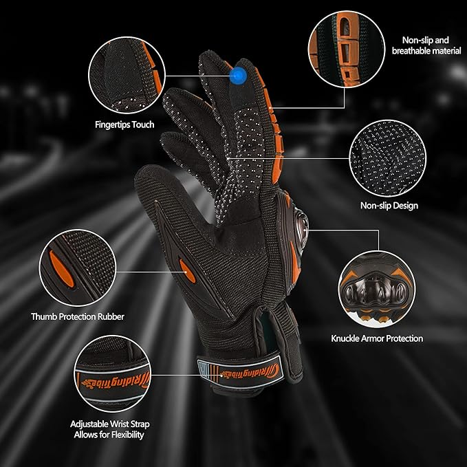 Motorcycle Gloves for Men and Women Full Finger Touchscreen Mountain Dirt Bike - Image 2