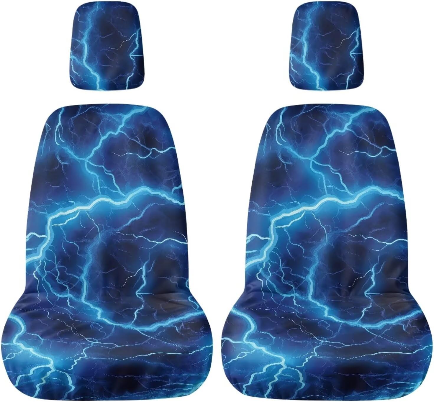 Howilath Lightning Print UTV Seat Covers for Rhino 450 660 700 4 Pack Heavy Duty with Headrest, Non-Slip Elastic Straps Machine Washable