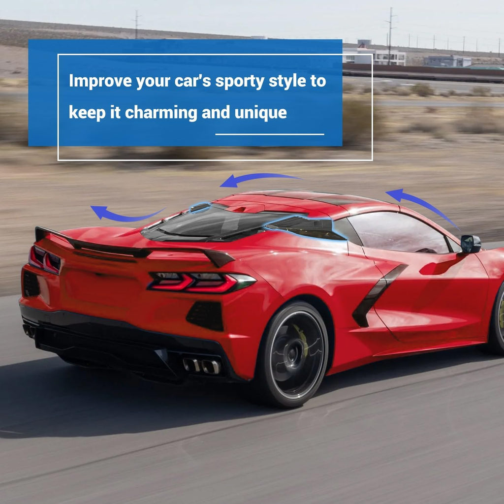 2Pcs Rear Quarter Intake Ports,Carbon Fiber Pattern Rear Hatch D-Pillar Window Louver Trim Panels Air‑Vent Garnish Covers for Corvette C8 Stingray Z51 2020+,for C8 Z06 2023+/E-Ray 2024+