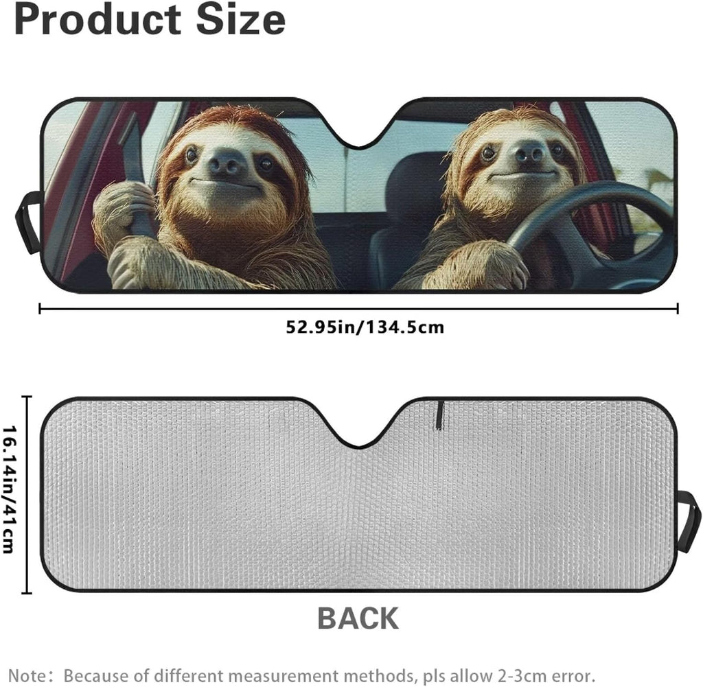 Tuoxiukan Sloth Car Sun Shade Windshield for Jeep Wrangler TJ JK Funny Car Front Windshield Sun Blocker Reflect Heat and UV Rays That Keeps Vehicle Cool
