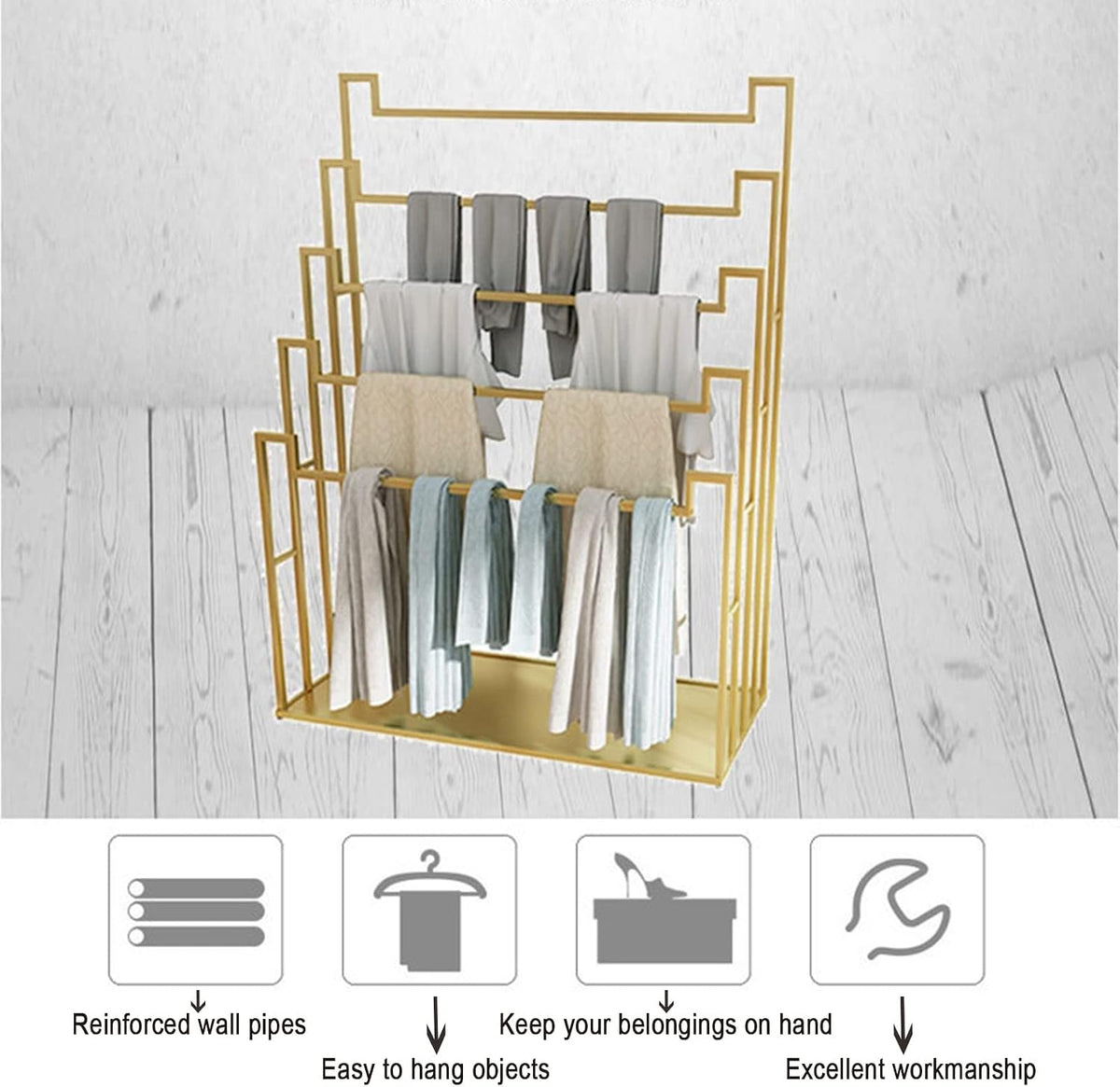 floor standing scarf display stand towel rack (80x40x150cm), close-up detail