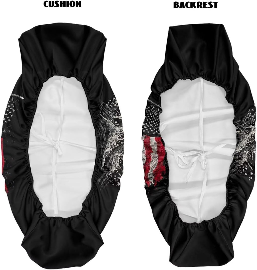 American Flag Bass Fish Print All-Weather 2Pcs UTV Seat Covers-Easy Install, Anti-Slip Backing-Compatible with Kawasaki Mule 4010 4000 3000 3010 2001-2023 2025 Patriotic