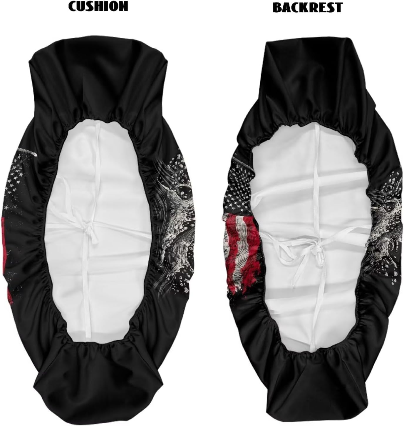 American Flag Bass Fish Print All-Weather 2Pcs UTV Seat Covers-Easy Install, Anti-Slip Backing-Compatible with Kawasaki Mule 4010 4000 3000 3010 2001-2023 2025 Patriotic