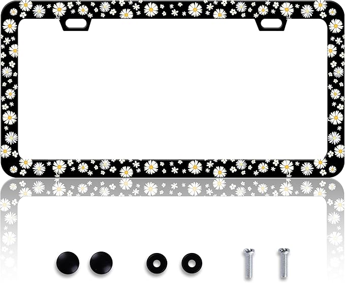 Beautiful Daisy License Plate Frame Daisies License Plate Holder Personalise by HOWKWAWY