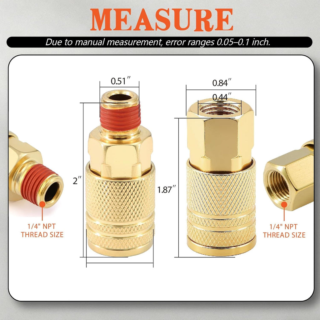 1/4-inch npt air hose fittings coupler kit 360°, side view