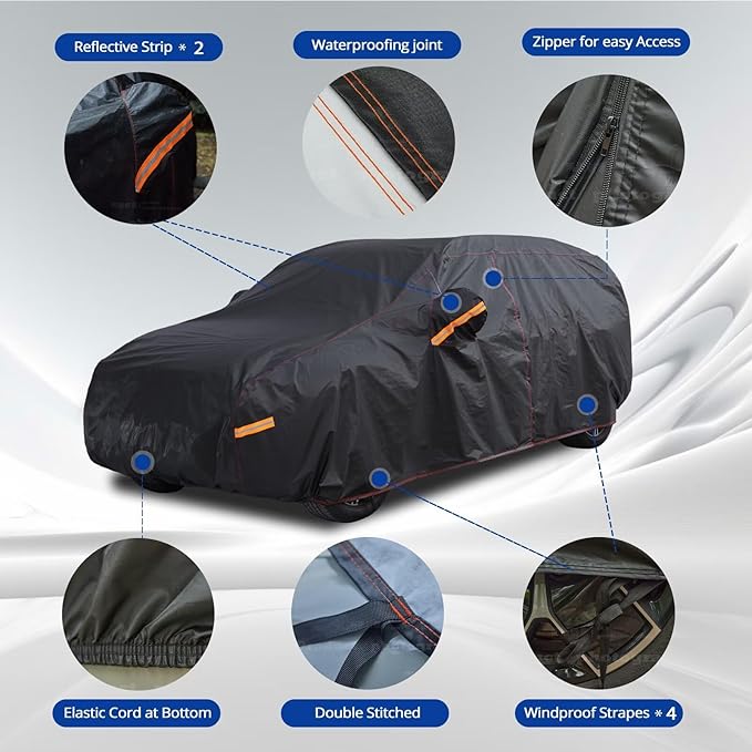6 Layer Heavy Duty Hatchback Car Cover Waterproof All Weather Protection - Image 3