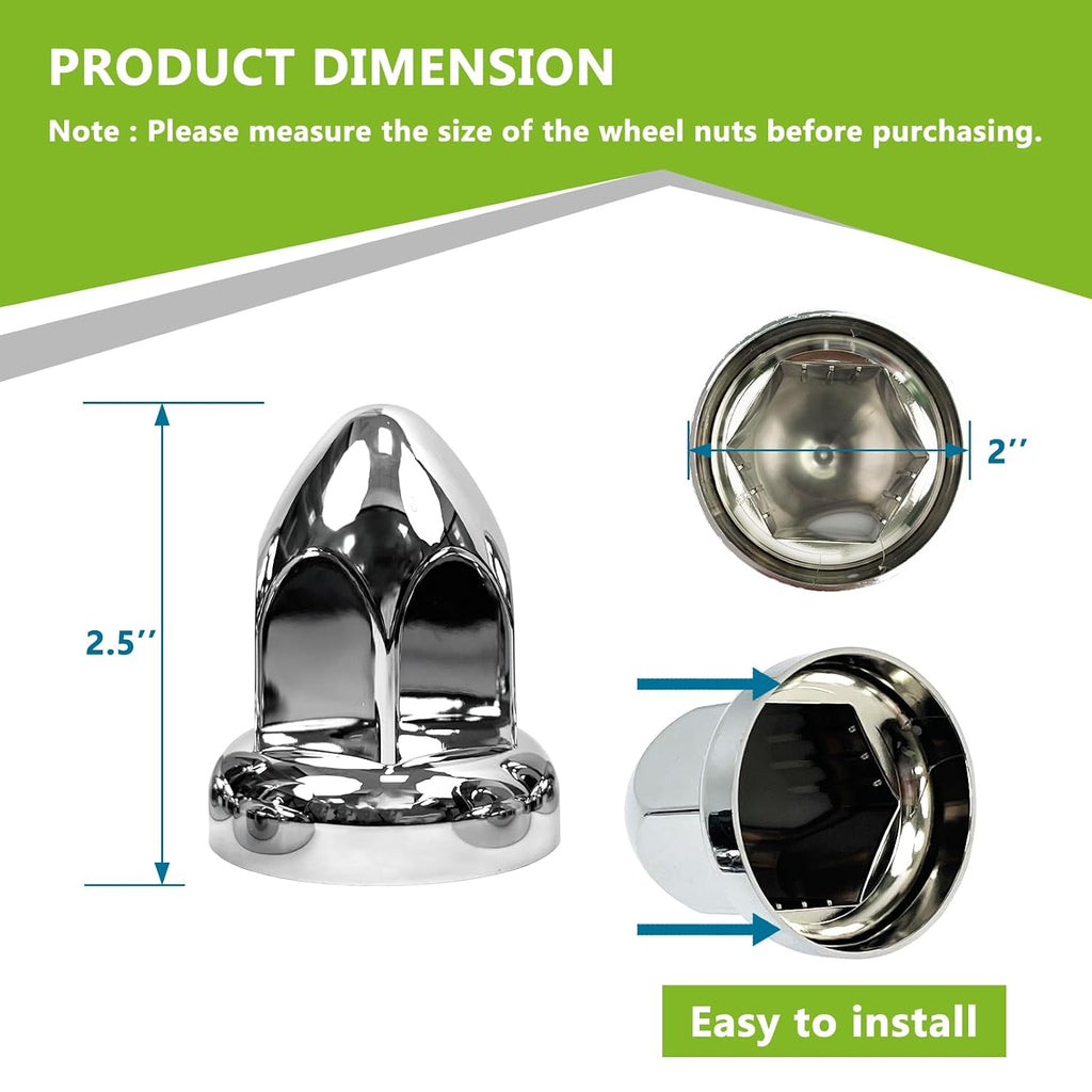 Grandroad auto 20 Pack Lug Nut Covers for Semi Trucks, 33mm by 2-1/2" Thread On Push-on Nut Cover Caps ABS Plastic Anti-Rust