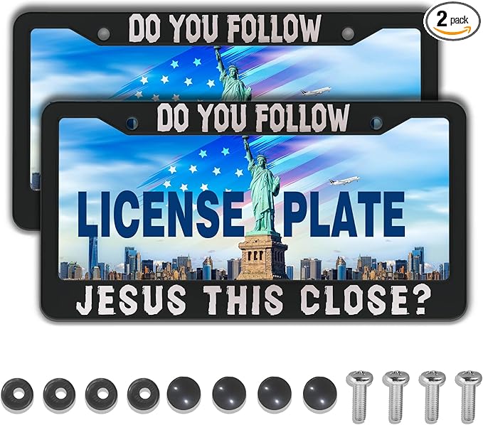 License Plate Frames Black and White License Plate Cover Do You Follow Jesus by Unknown