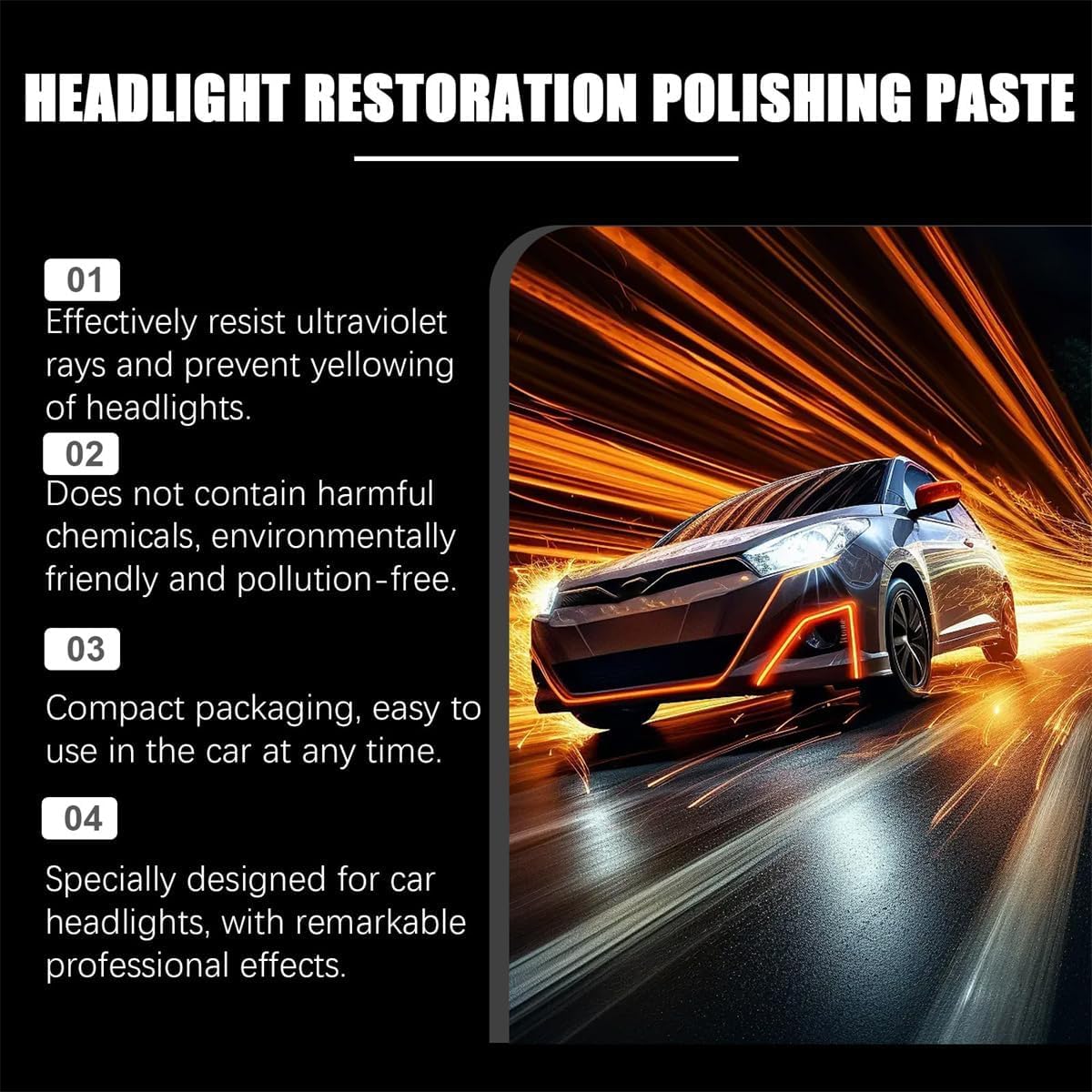 Headlight Stain Remover Polishing Paste,Car Lamp Care Brightening Clean Yellow Reconditioning Paste,Polishing Cleaner for Cars, Trucks, Motorcycles, RVs (1PC)