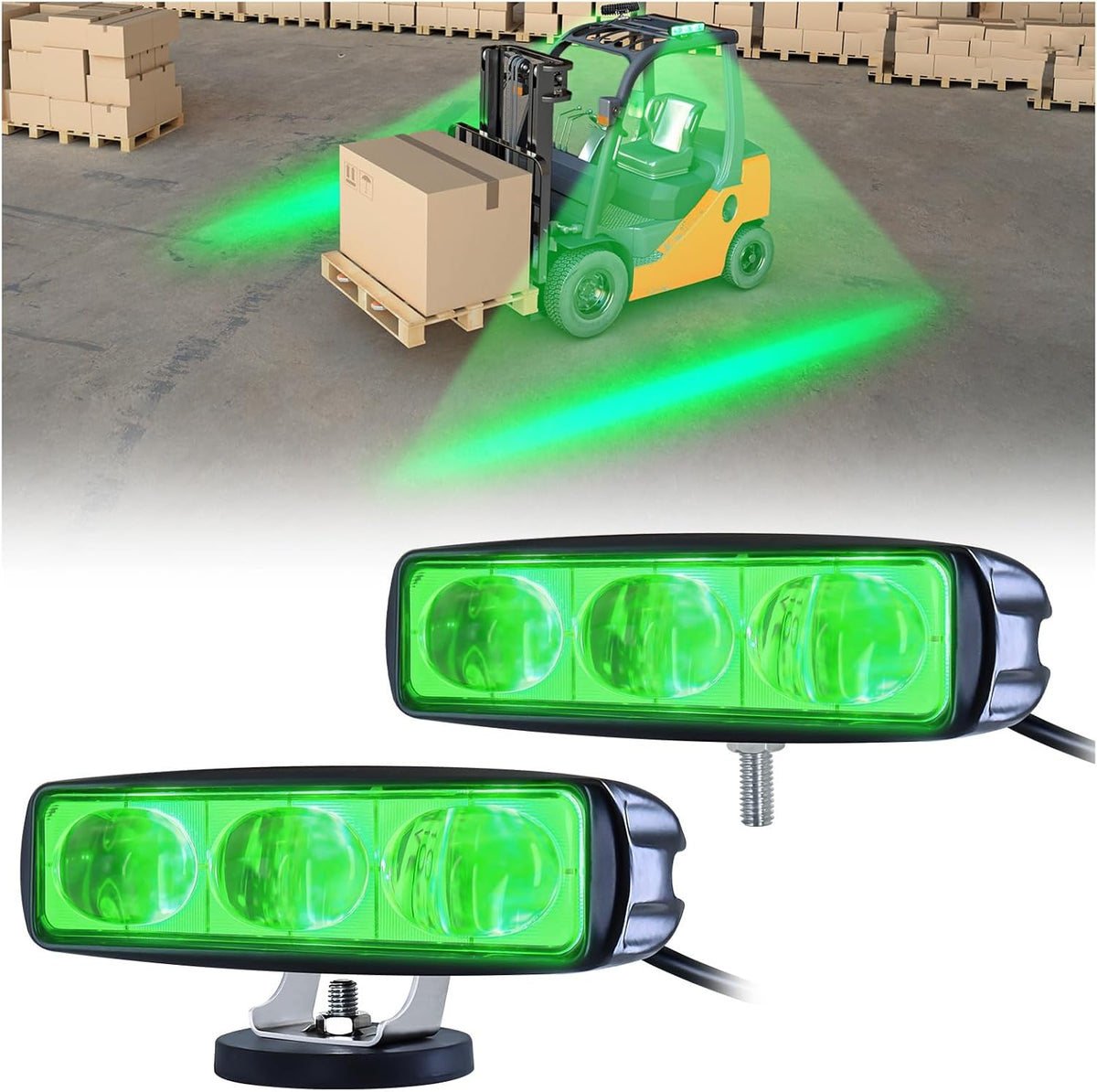 2Pcs Forklift Safety Light Green, 30W Straight Line Forklift and AGV Safety