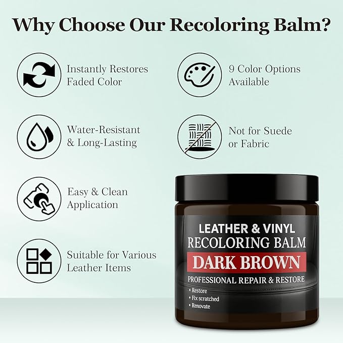 Leather Color Restorer, Leather Recoloring Balm, Scratch Remover, Leather Dye - Image 6