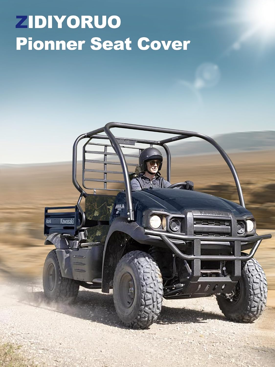 ZIDIYORUO Mule Bench Seat Cover Compatible with Kawasaki Mule 3000 3010 3020 4000 4010 (2001-2023 2025), Fabric Waterproof Anti-Scratch UTV Seat Cover Set for Mule Seat Accessories Parts（Camo）