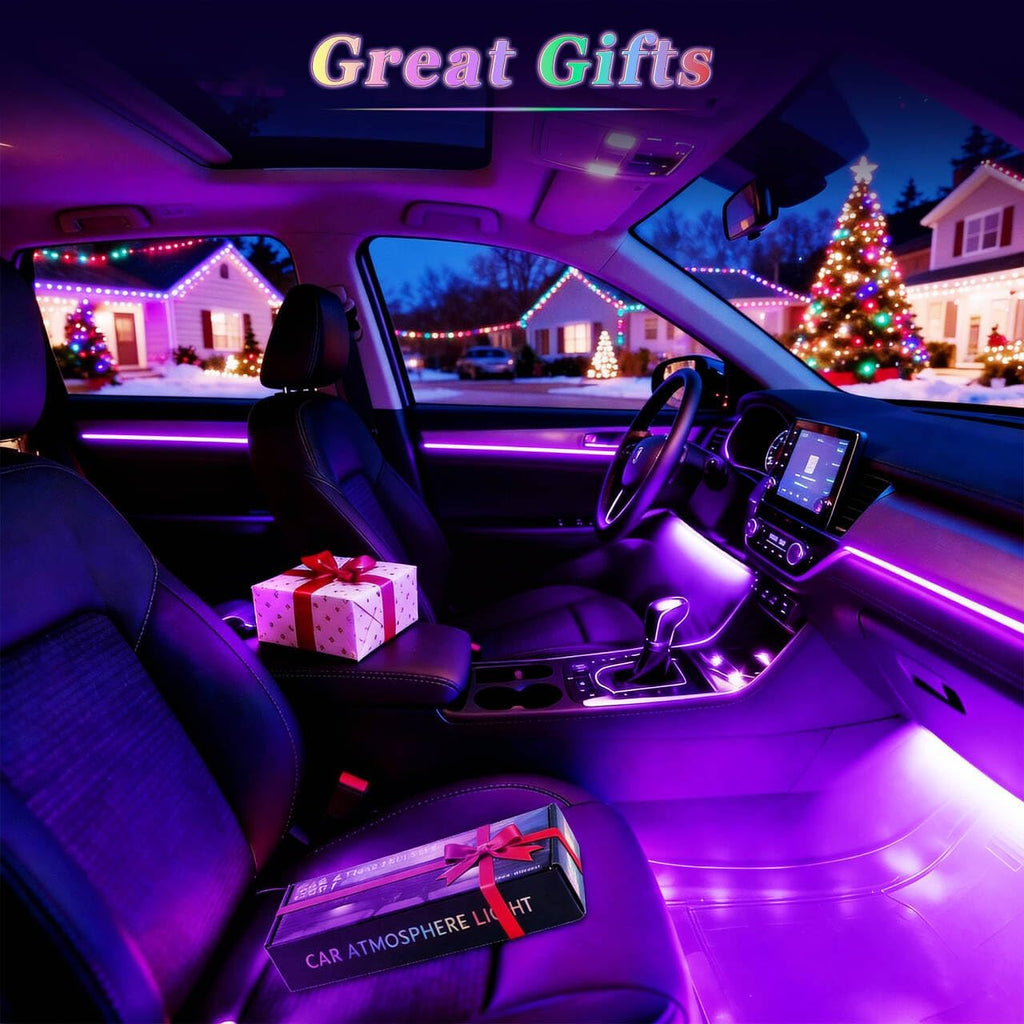 iFunyLED Smart Car Interior LED Lights with App Control, RGB Lights with DIY Mode and Music Mode, 2 Lines Design and Wireless Remote Control, Car Accessories for Women