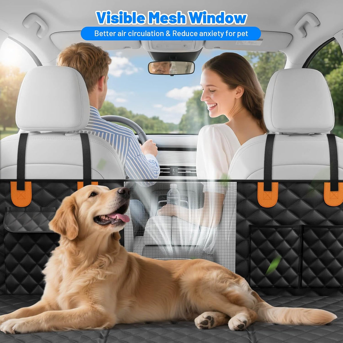 dog car seat cover for back seat, hard, side view