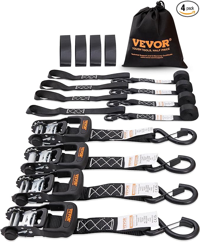 VEVOR Ratchet Tie Down Straps, 5208lbs Break Strength, 1.6" x 8' Heavy Duty by VEVOR