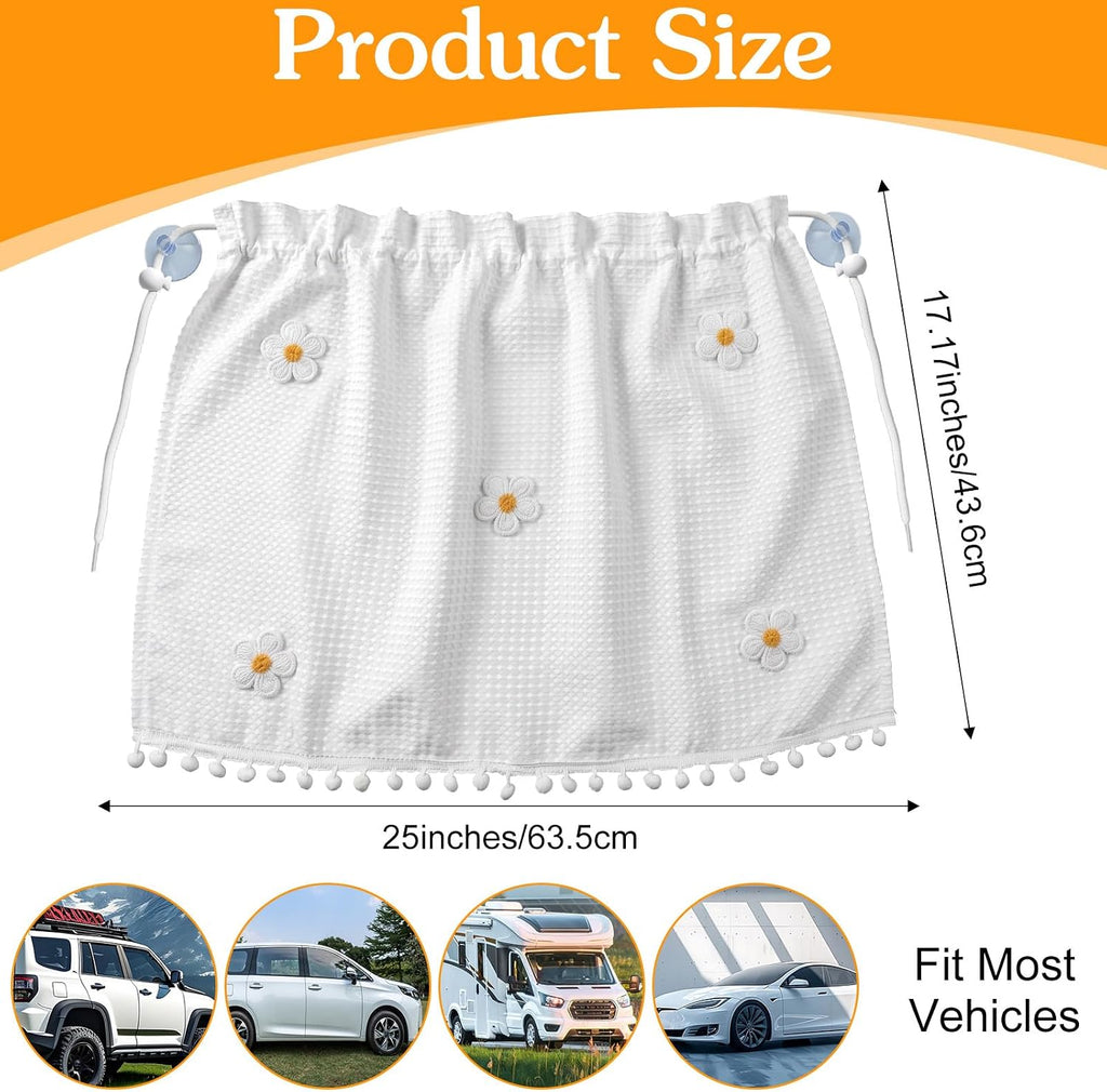 Baby Window Shades for Car with Suction Cup, Privacy Curtain Blackout UV Protection Car Side Windshield Sun Shade for Back Seat, Cute Auto Camping Windows Screen Shades (Five Small Flowers)