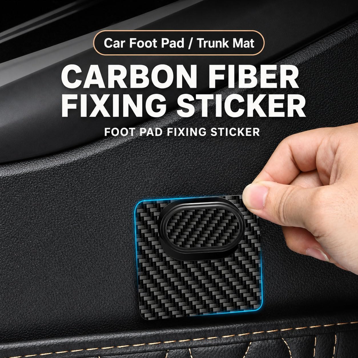 Floor Mat Retainer for Toyota FJ Cruiser 2007-2014 | Drill-Free Adhesive Fasteners Prevent Rubber Carpet Liner Slipping, Carbon Fiber Look Cabin Hanger Clips, 12-Pack