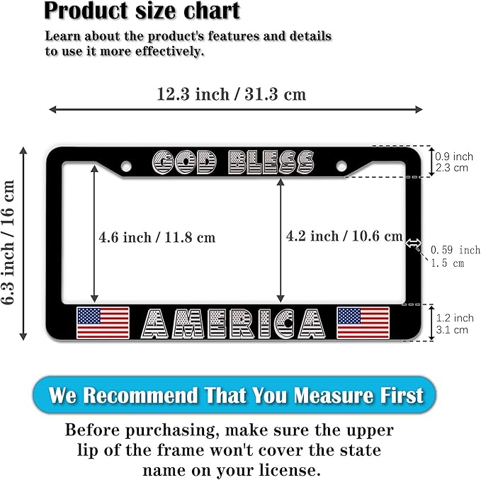 Car Plate Frame for Men Black and White License Plate Frames for Women God - Image 2