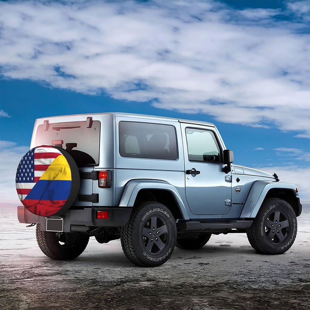 Colombia American Flag Spare Tire Cover Waterproof Sunproof Universal Fit for SUV Jeep Trailer RV Wheel Protectors Outdoor Accessories