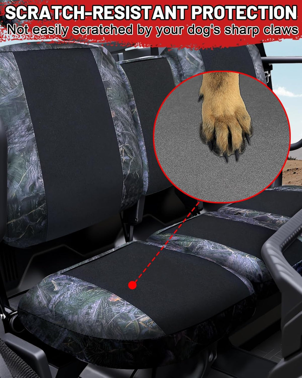 StarknightMT UTV Seat Cover Upgraded Neoprene Seat Covers Compatible with Can Am Defender DPS MAX 6X6 PRO 2016-2025 Split Bench Seat Covers Waterproof Dustproof Accessories Camouflage